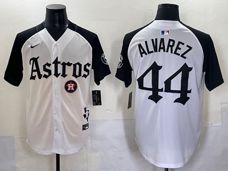 Men 2025 Houston Astros 44 Alvarez White Black Five generations Joint Name Nike MLB Jersey style 10